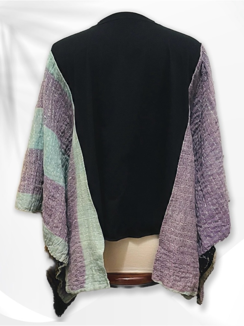 Custom Up-Cycle Stevie Nicks Graphic Pullover with Kantha Sleeves L-2X - Picture 7 of 16